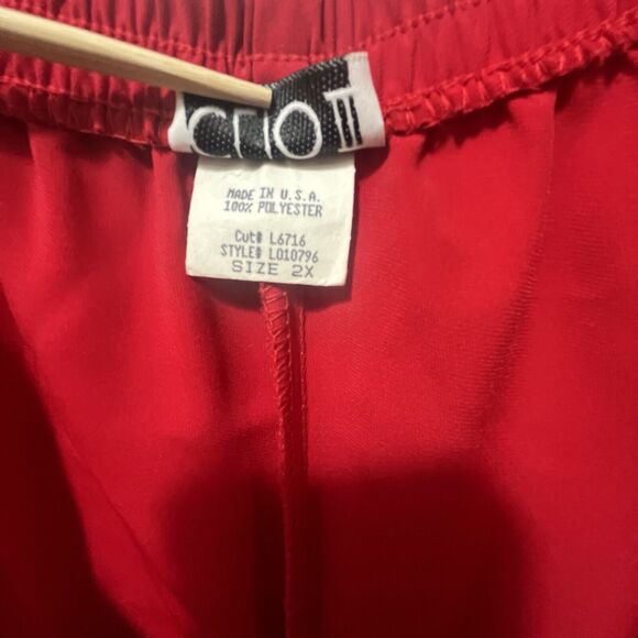 Clio Red Polyester Pull-on Pants, Womens Plus Size 2X - Picture 3 of 4